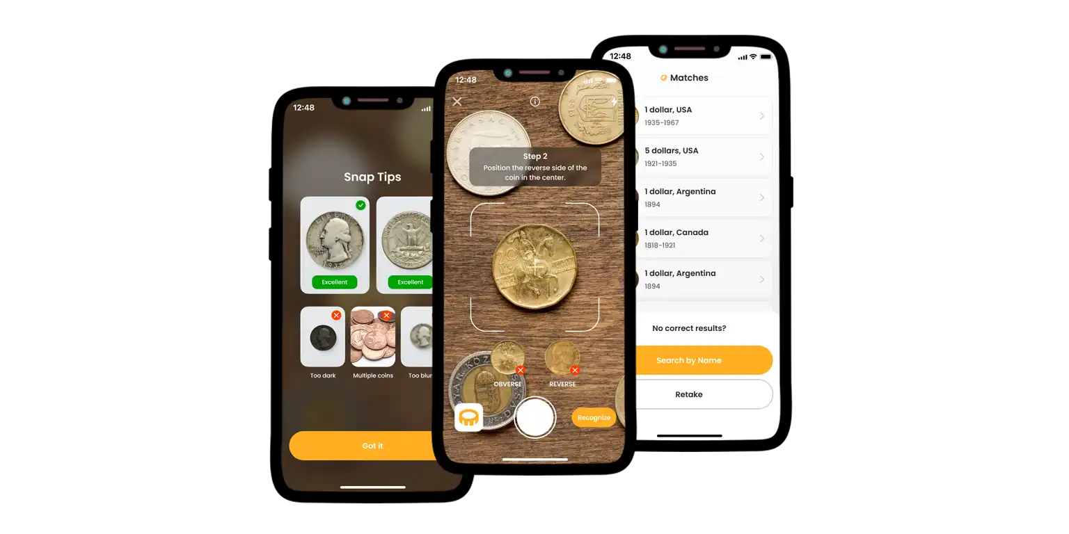 A screenshot from the Coin ID Scanner application.
